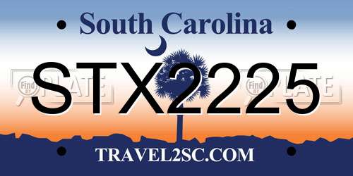 STX2225 South Carolina License Plate