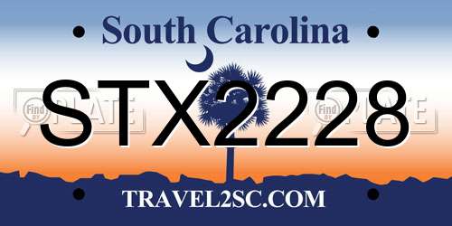 STX2228 South Carolina License Plate