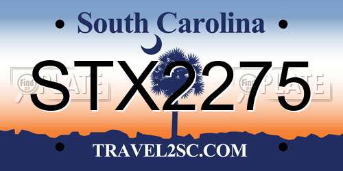 STX2275 South Carolina License Plate