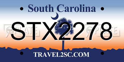 STX2278 South Carolina License Plate