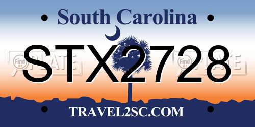 STX2728 South Carolina License Plate