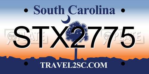 STX2775 South Carolina License Plate
