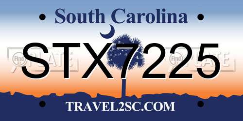 STX7225 South Carolina License Plate