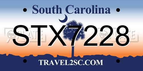 STX7228 South Carolina License Plate