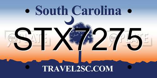 STX7275 South Carolina License Plate