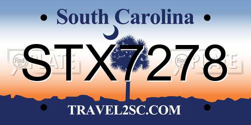 STX7278 South Carolina License Plate
