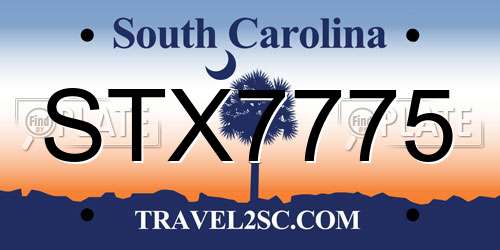 STX7775 South Carolina License Plate