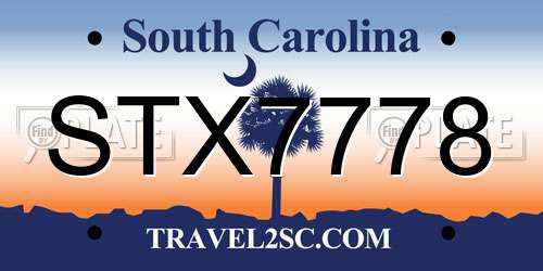 STX7778 South Carolina License Plate