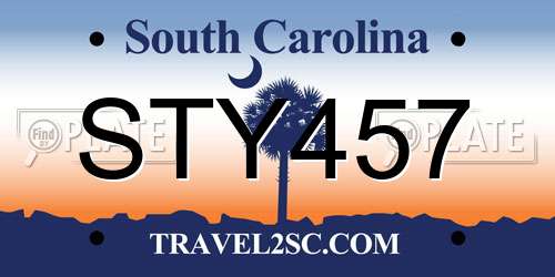 STY457 South Carolina License Plate