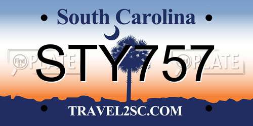 STY757 South Carolina License Plate