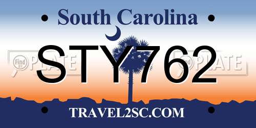 STY762 South Carolina License Plate