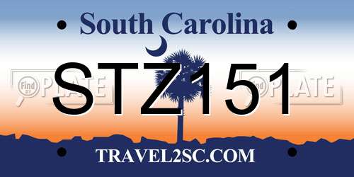 STZ151 South Carolina License Plate