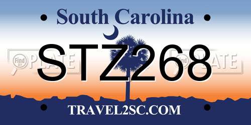 STZ268 South Carolina License Plate