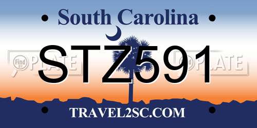 STZ591 South Carolina License Plate