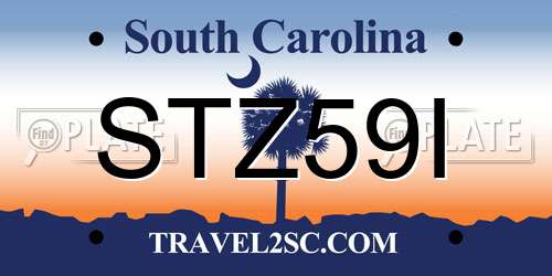 STZ59I South Carolina License Plate