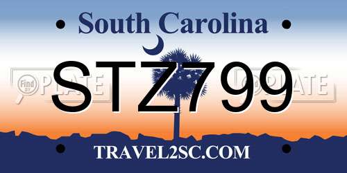 STZ799 South Carolina License Plate