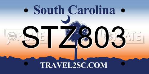STZ803 South Carolina License Plate