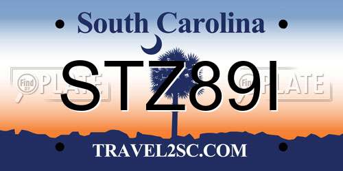 STZ89I South Carolina License Plate