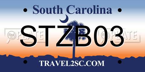 STZB03 South Carolina License Plate