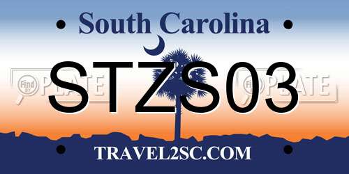 STZS03 South Carolina License Plate