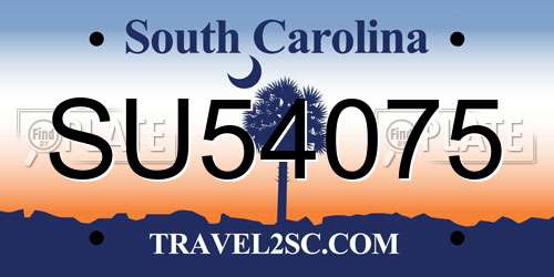SU54075 South Carolina License Plate
