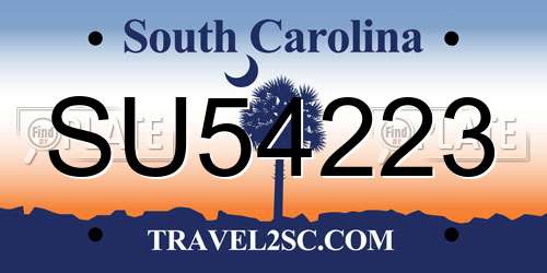 SU54223 South Carolina License Plate