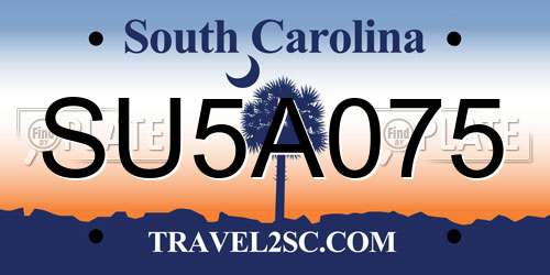 SU5A075 South Carolina License Plate