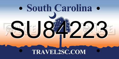 SU84223 South Carolina License Plate