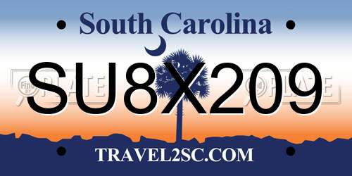 SU8X209 South Carolina License Plate