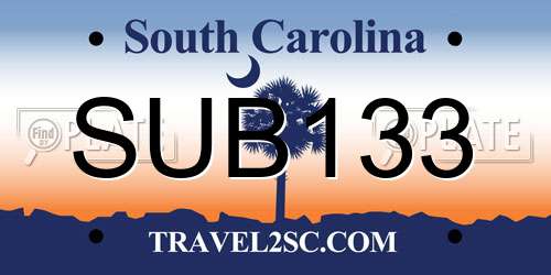 SUB133 South Carolina License Plate