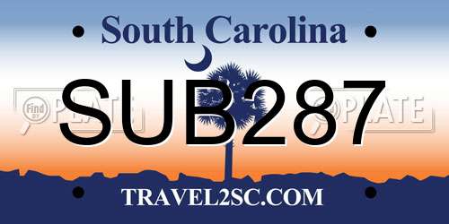 SUB287 South Carolina License Plate
