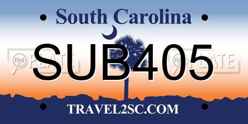 SUB405 South Carolina License Plate