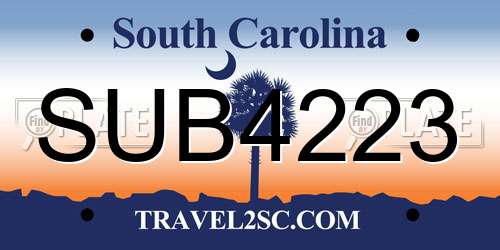 SUB4223 South Carolina License Plate