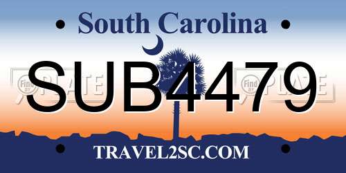 SUB4479 South Carolina License Plate