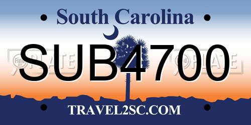 SUB4700 South Carolina License Plate