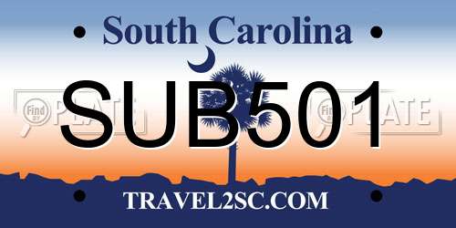 SUB501 South Carolina License Plate