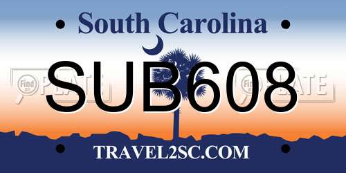 SUB608 South Carolina License Plate