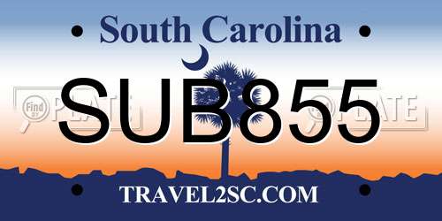 SUB855 South Carolina License Plate