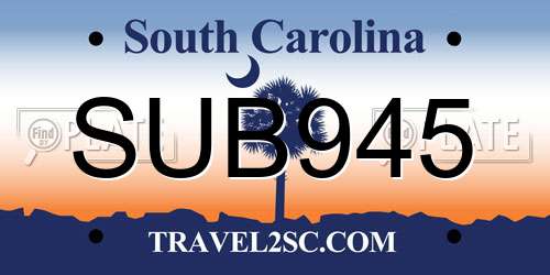 SUB945 South Carolina License Plate