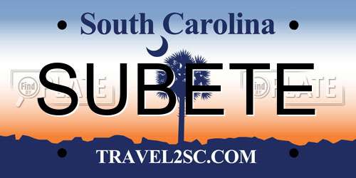SUBETE South Carolina License Plate