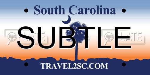 SUBTLE South Carolina License Plate