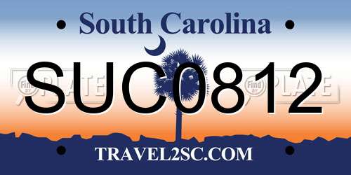 SUC0812 South Carolina License Plate