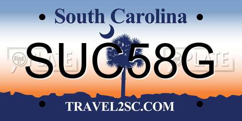 SUC58G South Carolina License Plate