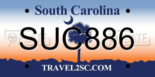 SUC886 South Carolina License Plate