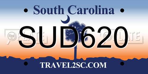 SUD620 South Carolina License Plate
