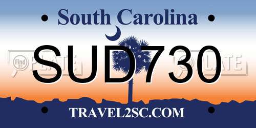 SUD730 South Carolina License Plate