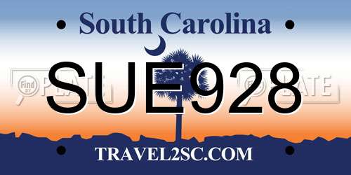 SUE928 South Carolina License Plate