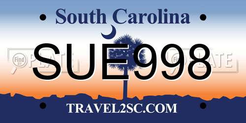 SUE998 South Carolina License Plate