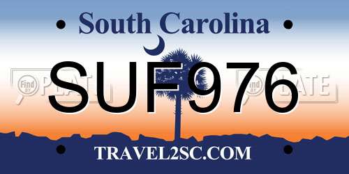 SUF976 South Carolina License Plate