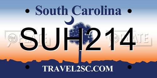 SUH214 South Carolina License Plate